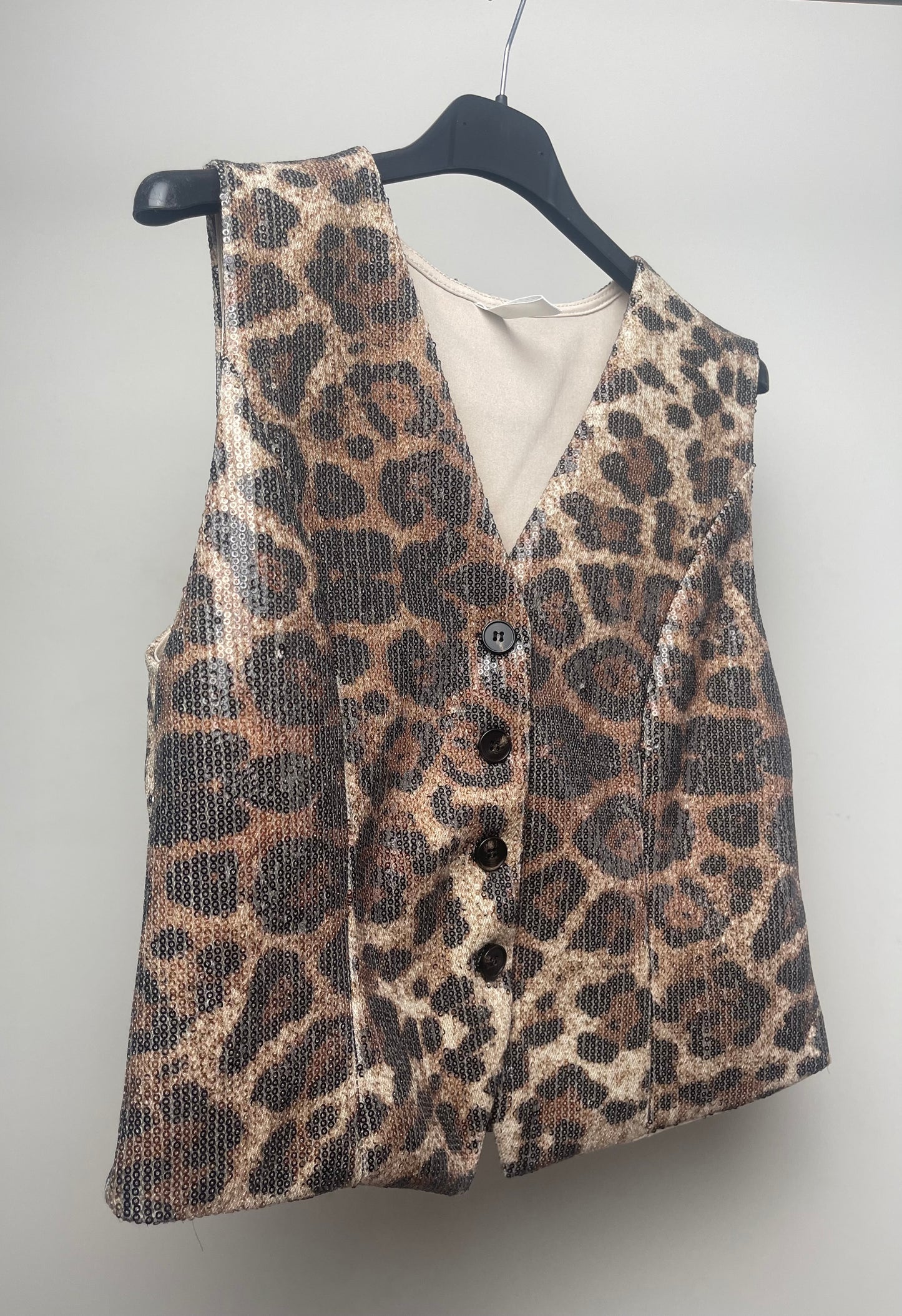 Chaleco lentejuelas leopardo